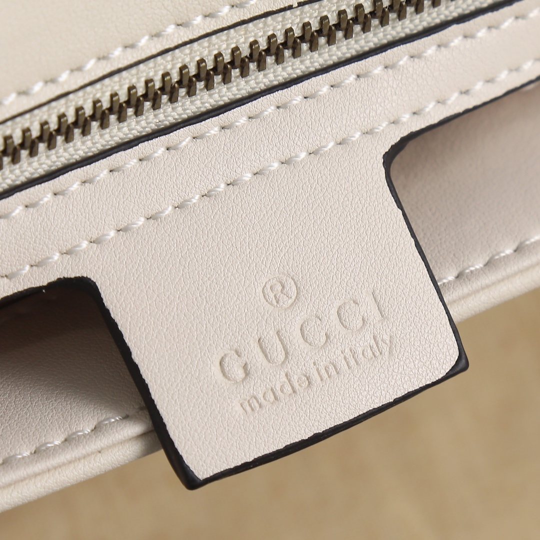 GUCCI GG Marmont Small Top Handle Bag White leather