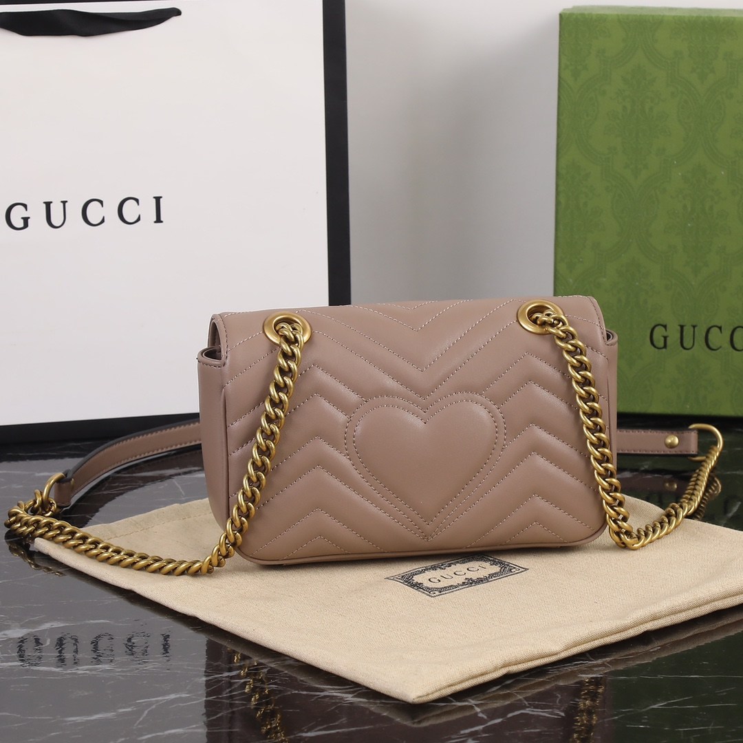 GUCCI GG Marmont Mini Shoulder Bag dusty pink leather