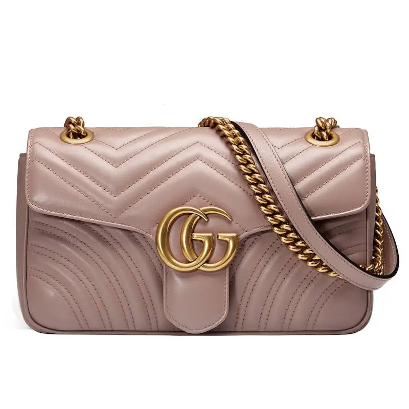 GUCCI GG Marmont Small Shoulder Bag dusty pink leather