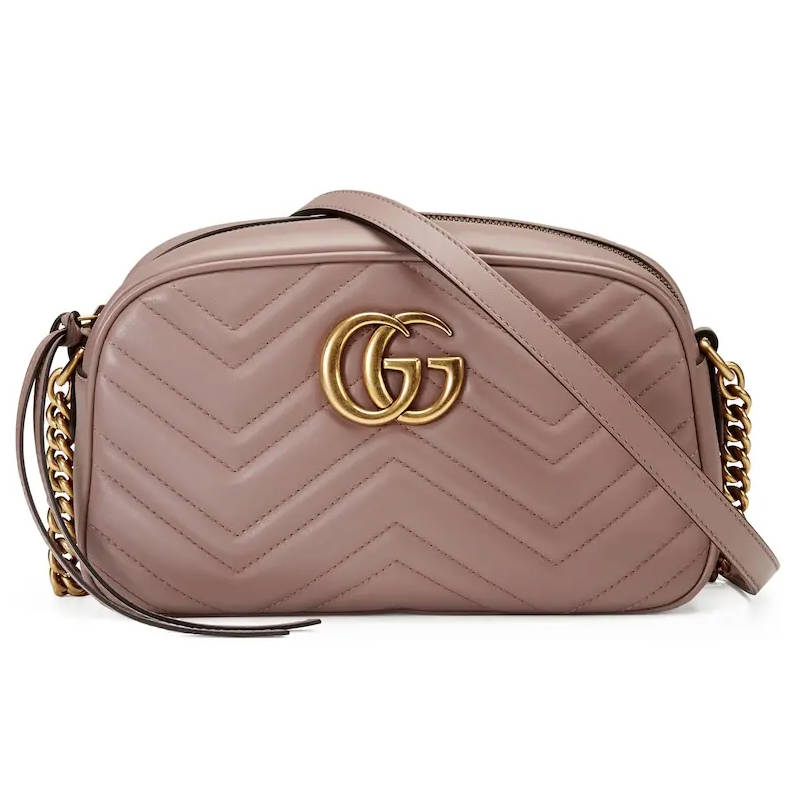 GUCCI GG Marmont Small Matelasse Shoulder with zip dusty pink leather