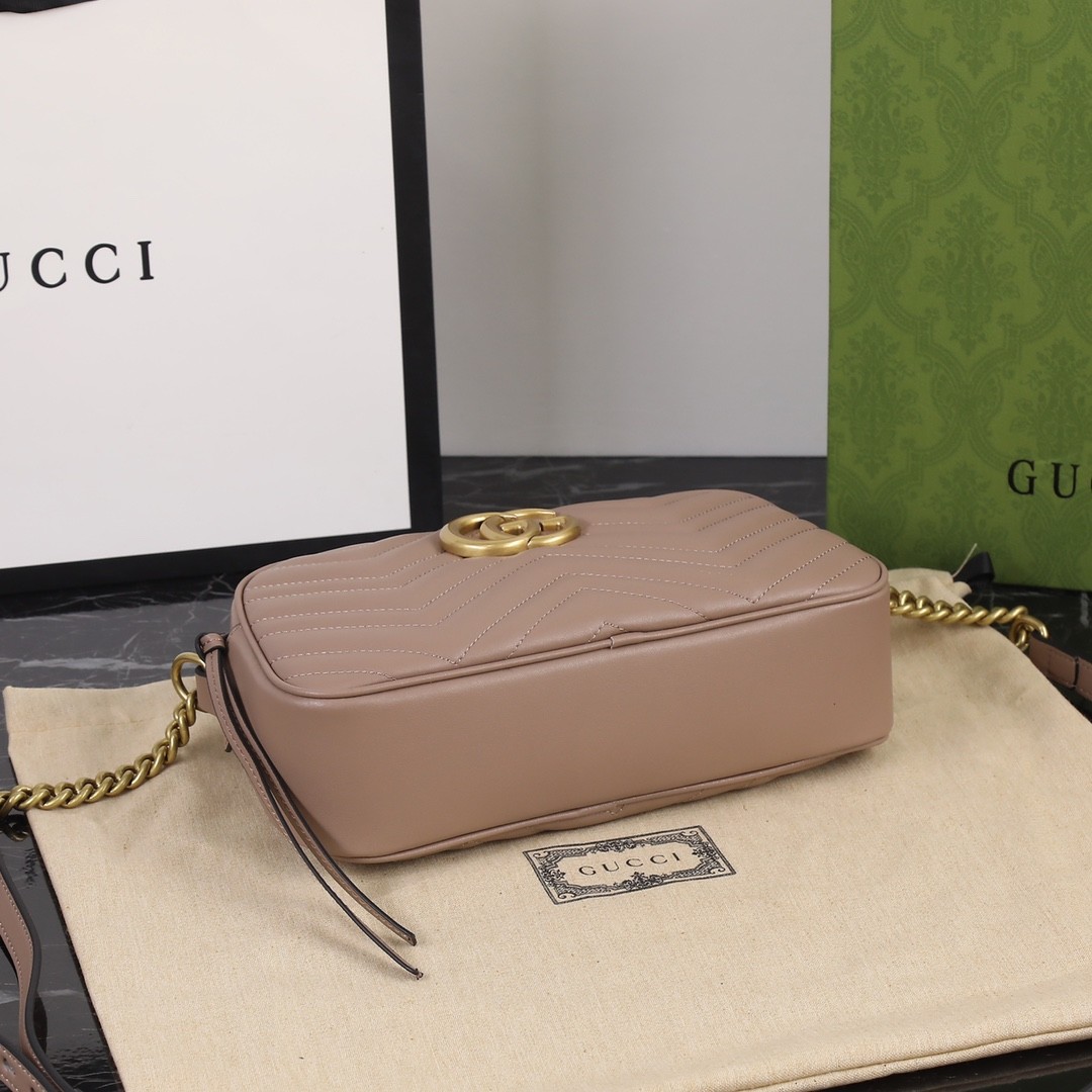 GUCCI GG Marmont Small Matelasse Shoulder with zip dusty pink leather