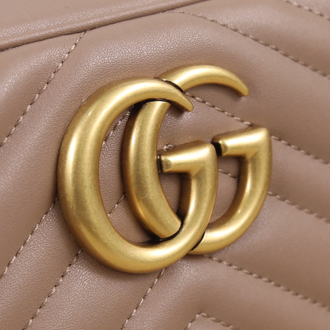 GUCCI GG Marmont Small Matelasse Shoulder with zip dusty pink leather