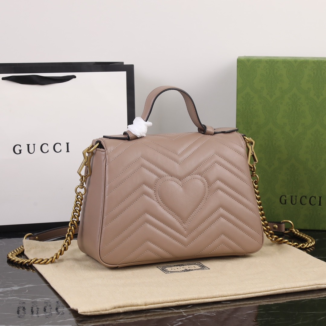 GUCCI GG Marmont Small Top Handle Bag dusty pink leather