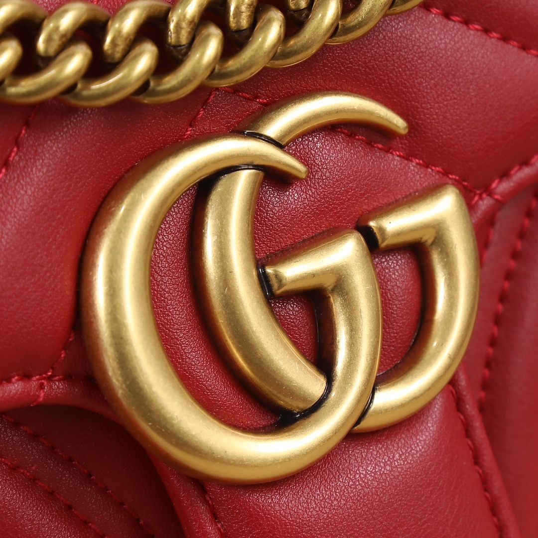 GUCCI GG Marmont Mini Shoulder Bag Red leather