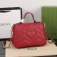 GUCCI GG Marmont Small Top Handle Bag Red leather