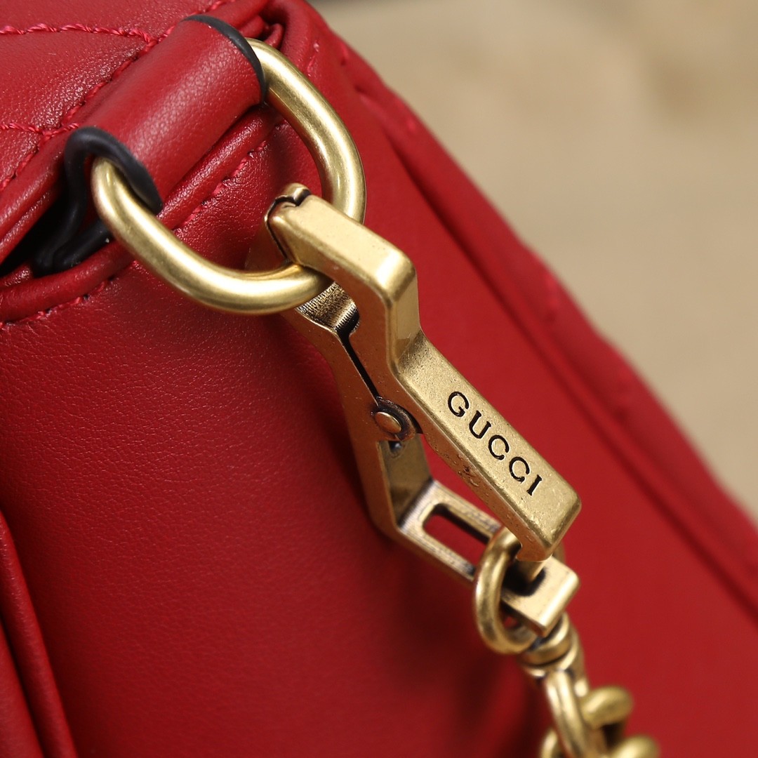 GUCCI GG Marmont Small Top Handle Bag Red leather