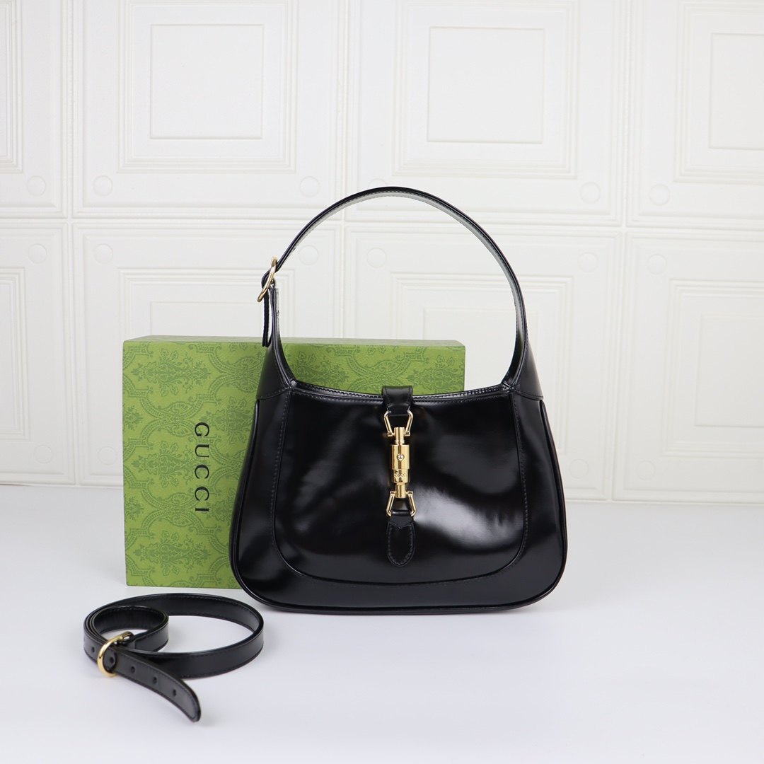 GUCCI Jackie Small Shoulder Bag Black Leather