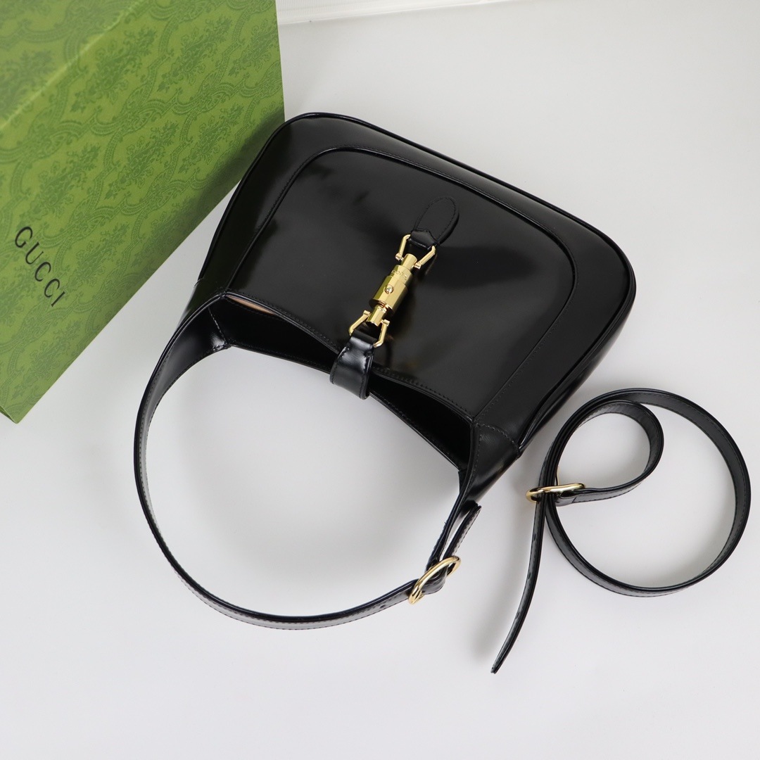 GUCCI Jackie Small Shoulder Bag Black Leather