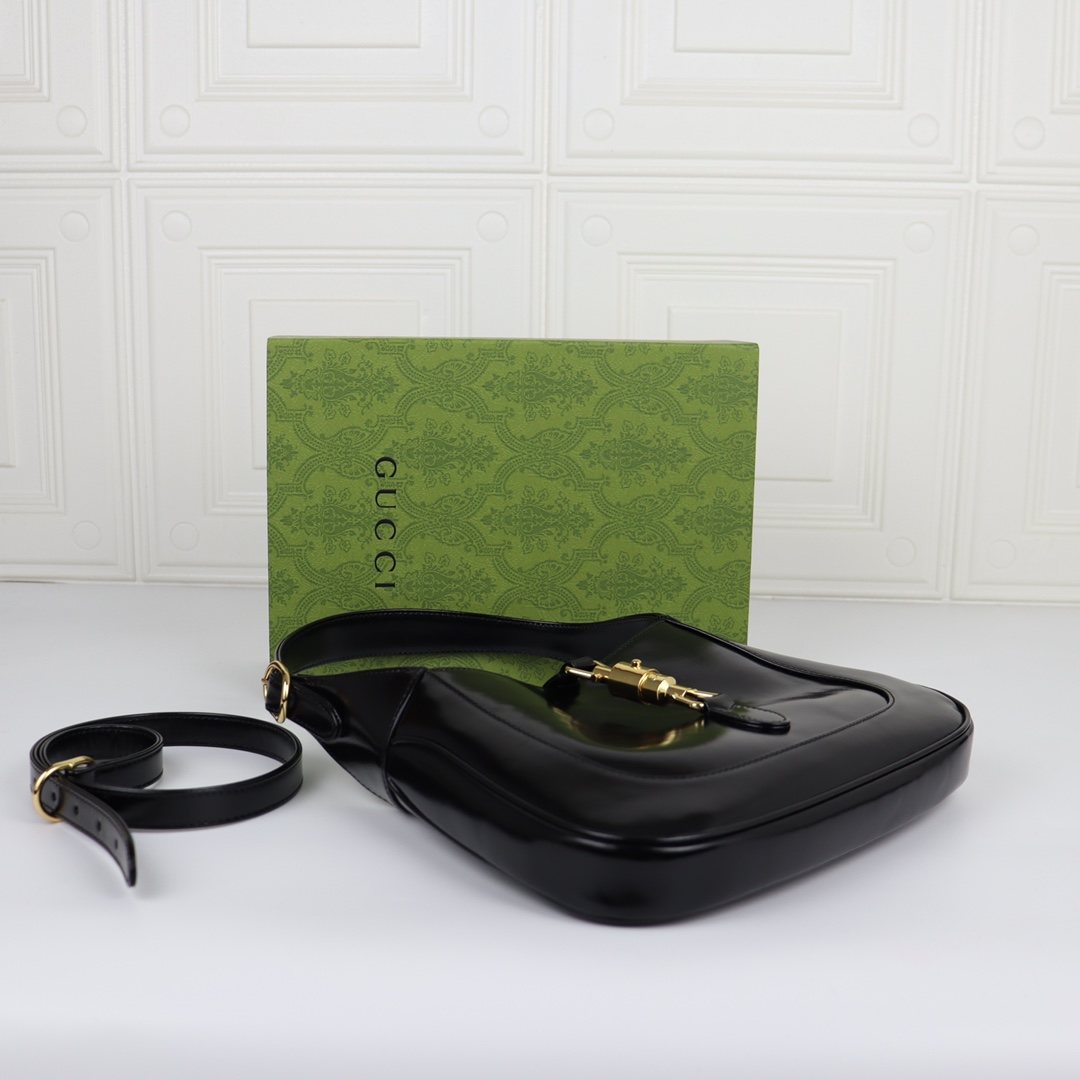 GUCCI Jackie Small Shoulder Bag Black Leather