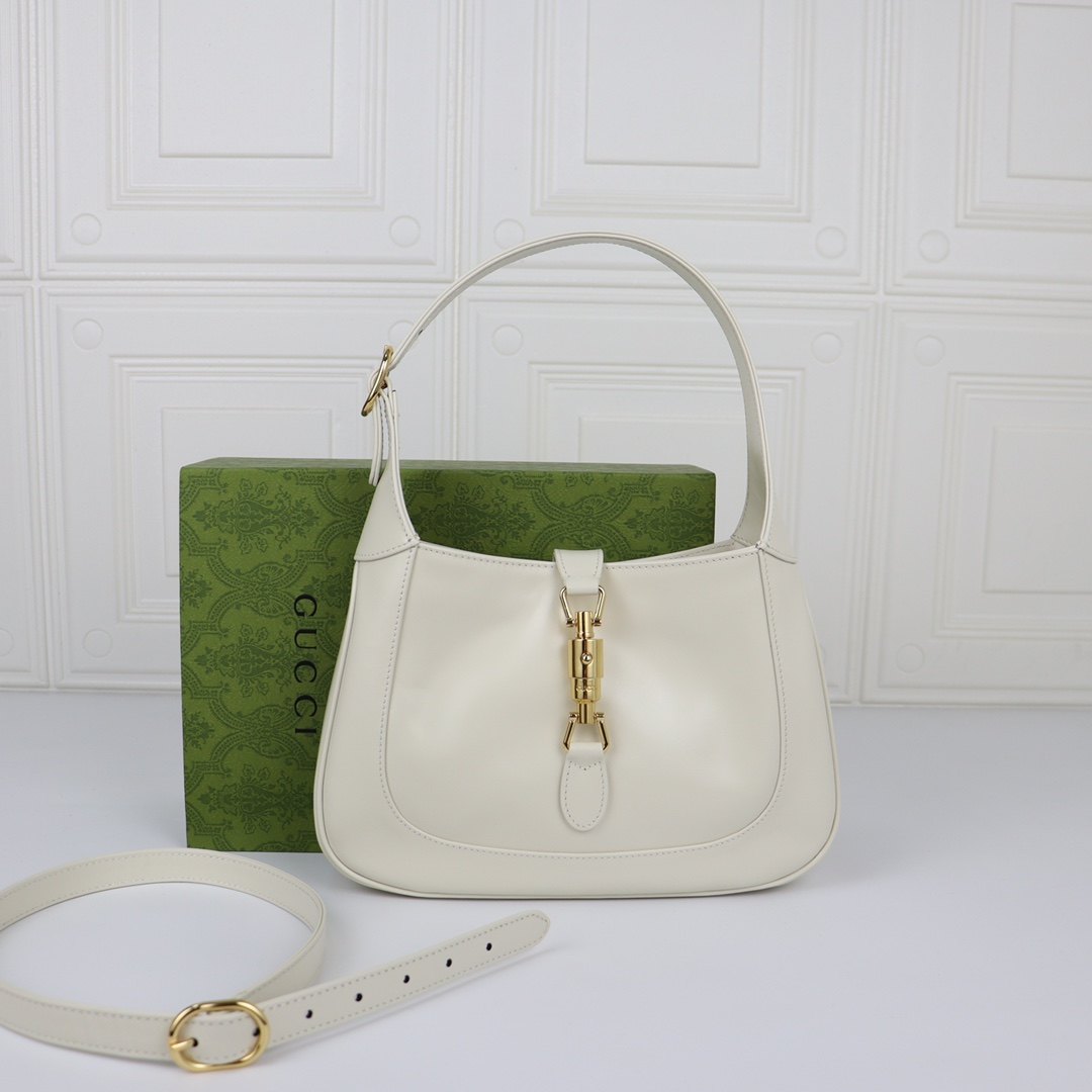 GUCCI Jackie Small Shoulder Bag White Leather