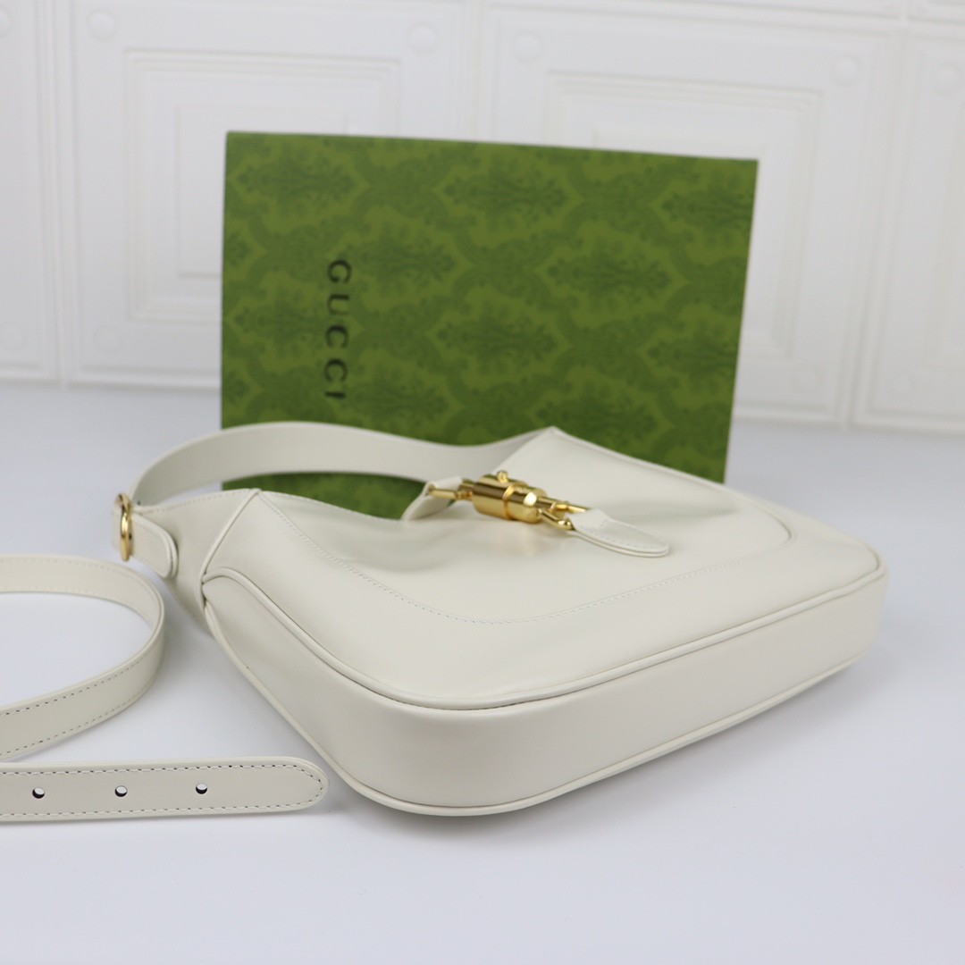 GUCCI Jackie Small Shoulder Bag White Leather