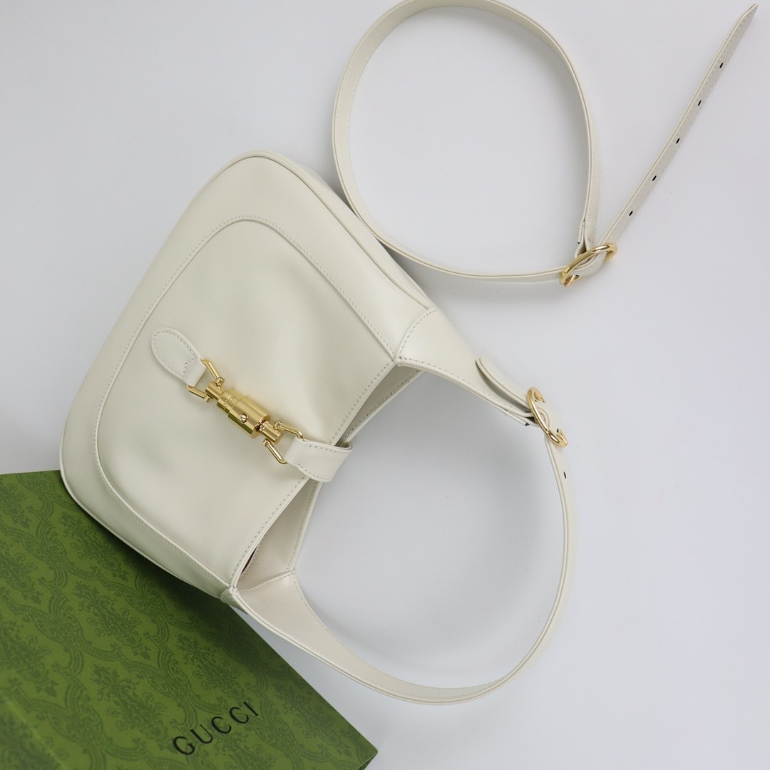 GUCCI Jackie Small Shoulder Bag White Leather