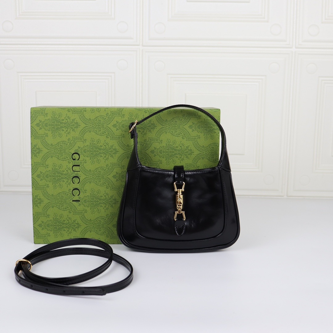 GUCCI Jackie 1961 Mini Shoulder Bag Black Leather