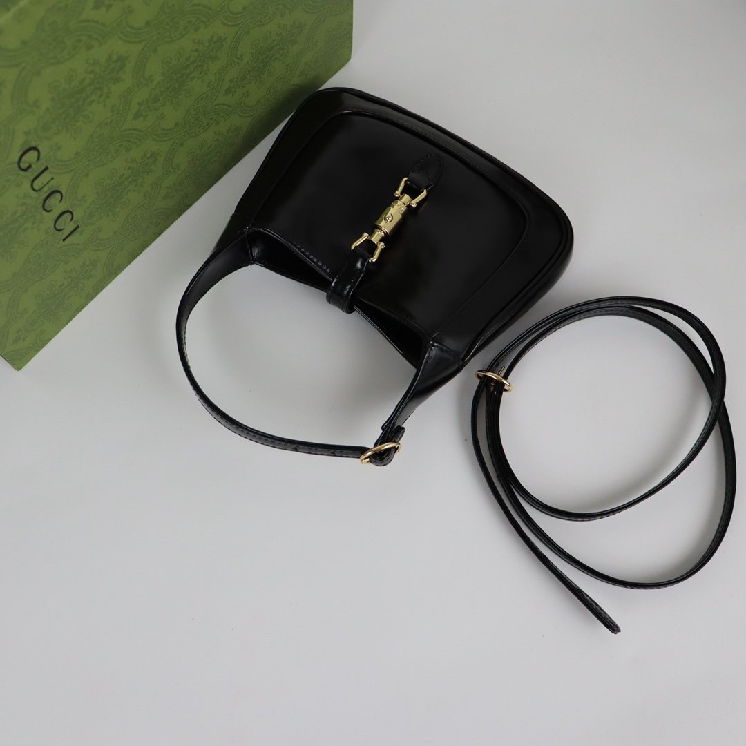 GUCCI Jackie 1961 Mini Shoulder Bag Black Leather