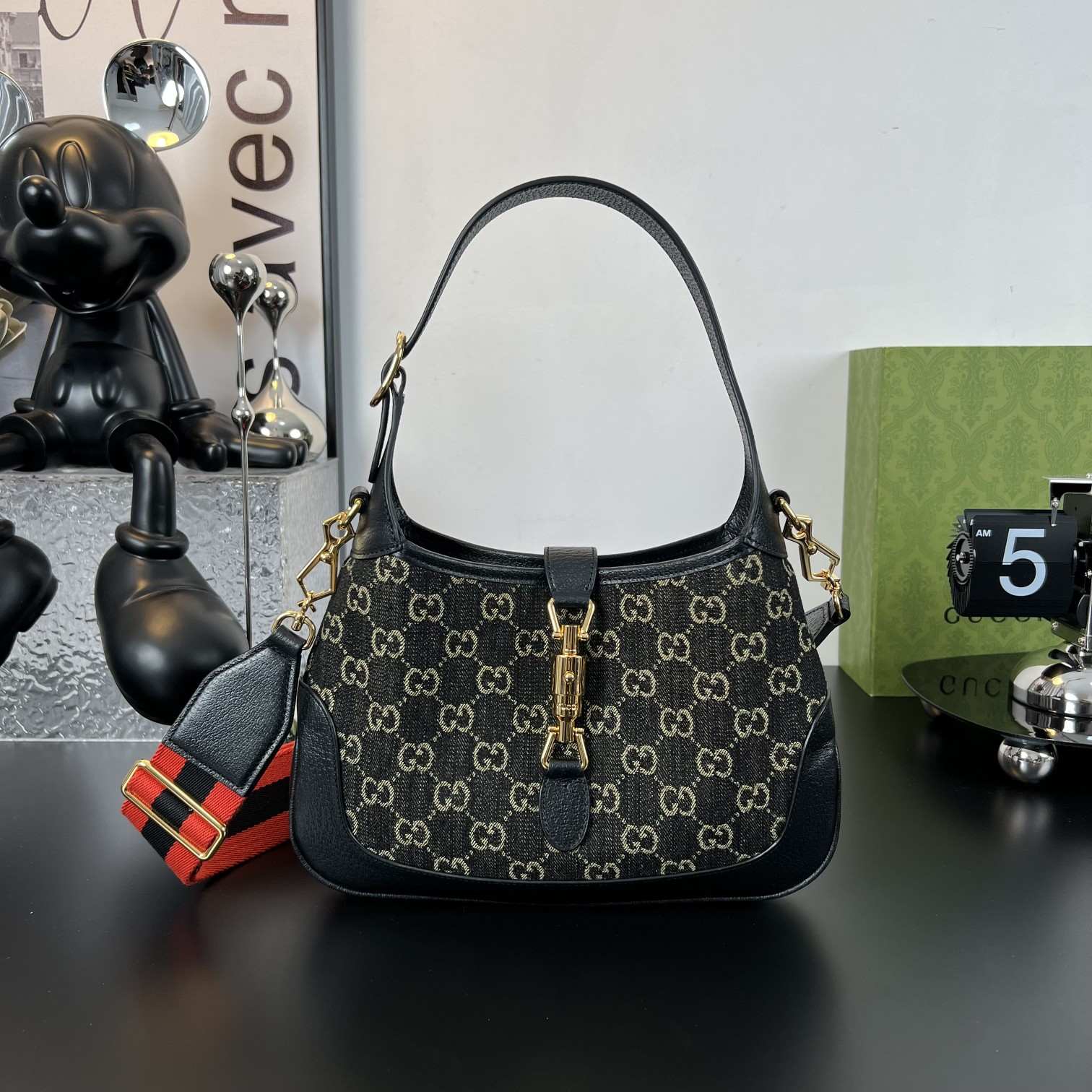 GUCCI Jackie Small Shoulder Bag Monogram Black