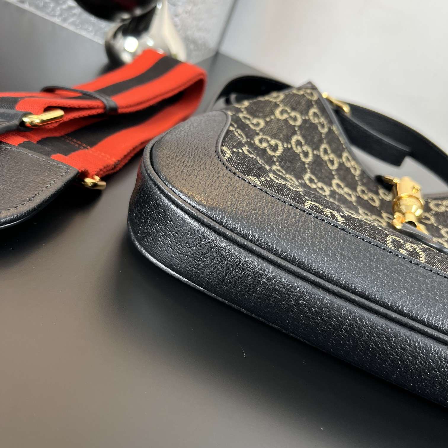 GUCCI Jackie Small Shoulder Bag Monogram Black