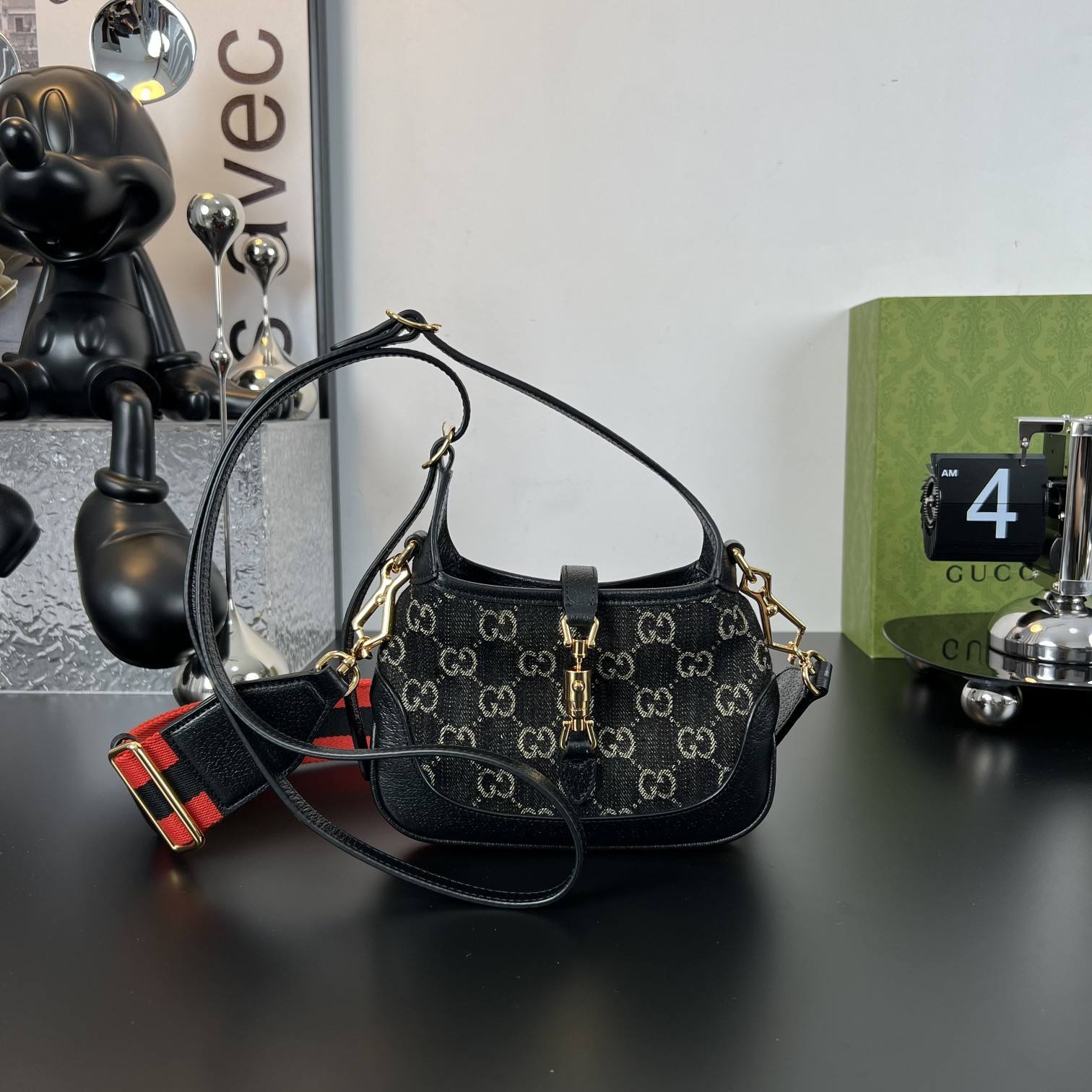 GUCCI Jackie 1961 Mini Shoulder Bag Monogram Black