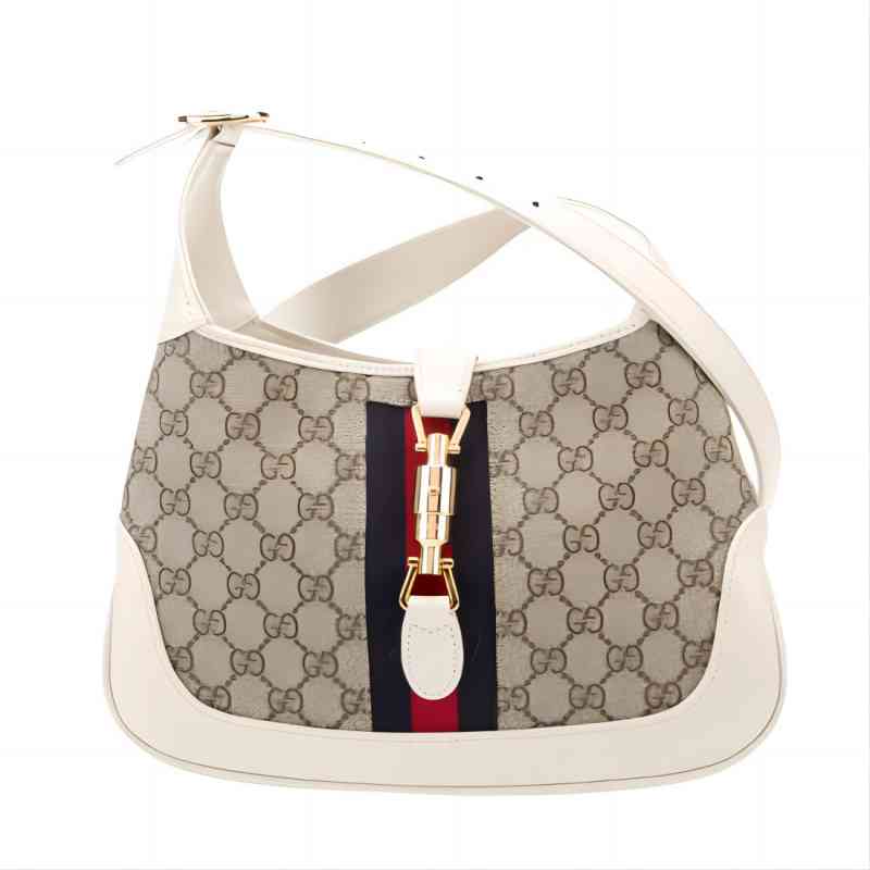 GUCCI Jackie Small Shoulder Bag Monogram White 