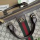 GUCCI Ophidia Medium Top Handle Brown leather trim