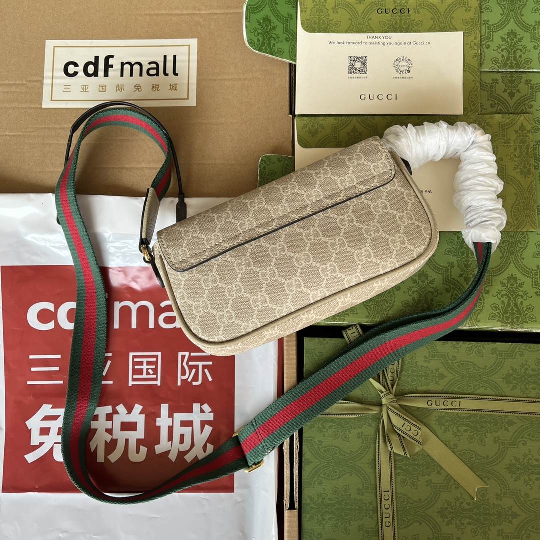 GUCCI Ophidia Mini Bag Beige uleather trim