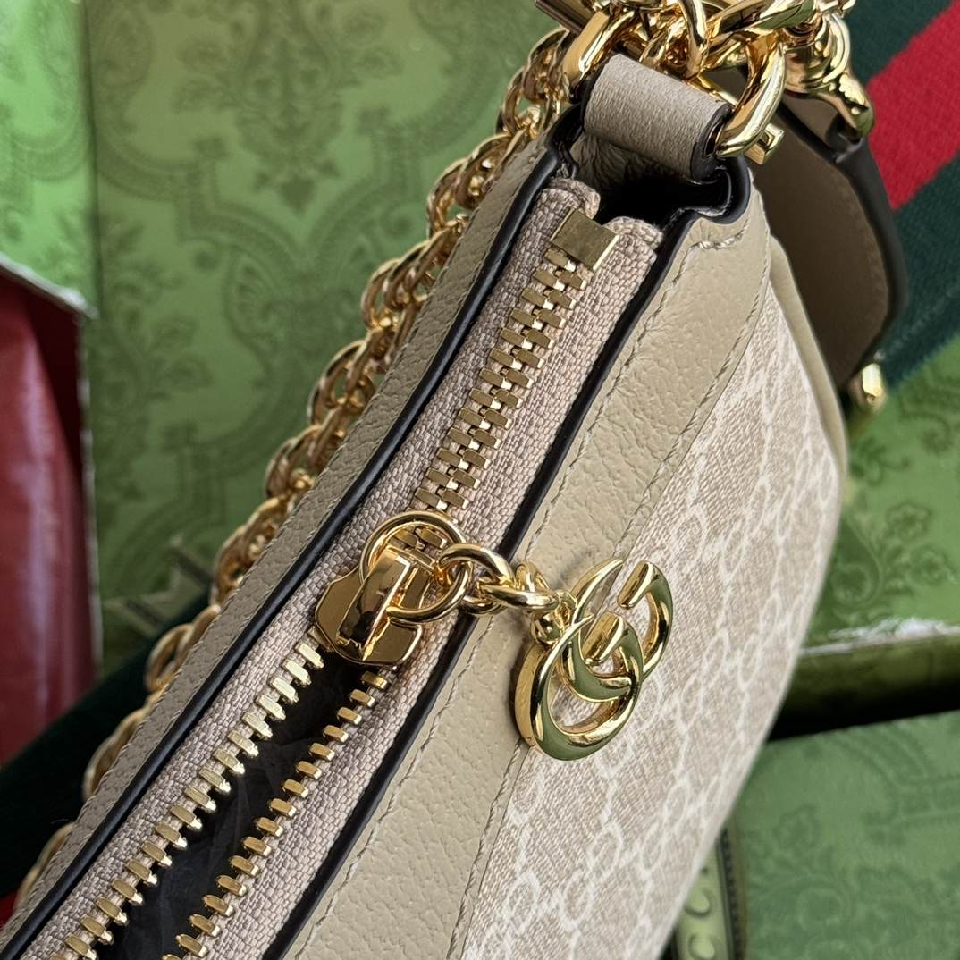 GUCCI Ophidia Small Handbag Oatmeal leather trim