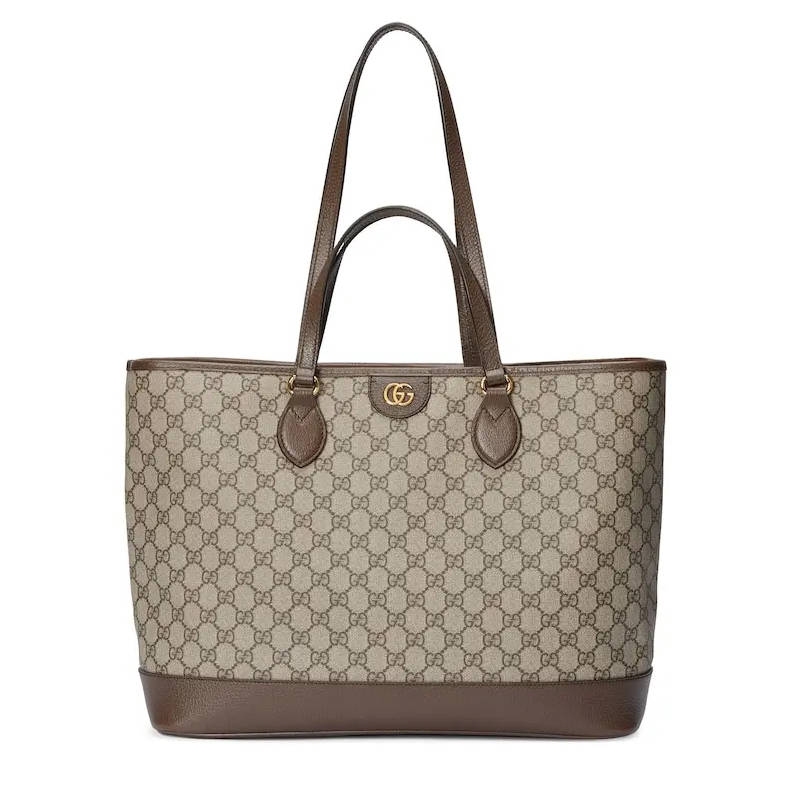 GUCCI Ophidia Medium Tote Bag Brown leather trim