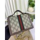 GUCCI Ophidia Mini Shoulder Bag Brown leather trim