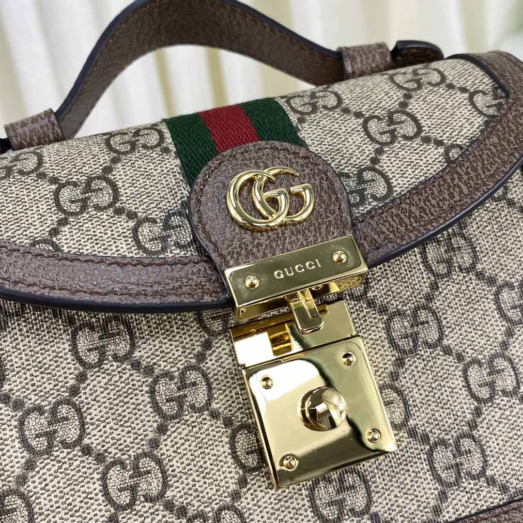 GUCCI Ophidia Mini Shoulder Bag Brown leather trim