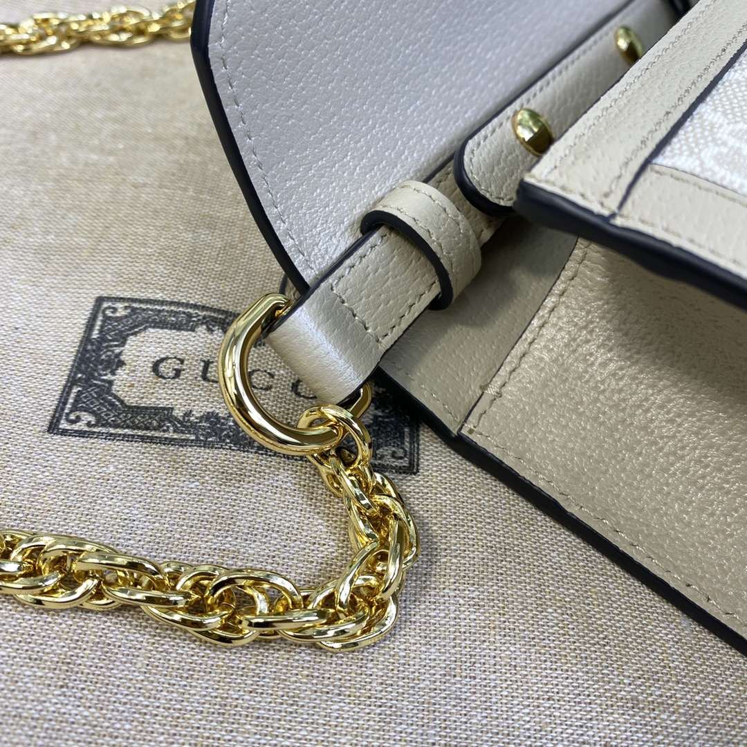 GUCCI Ophidia Mini Shoulder Bag Oatmeal leather trim