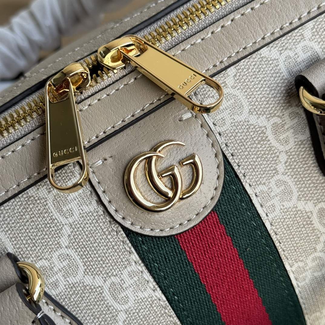 GUCCI Ophidia Small Top Handle Bag Oatmeal leather trim