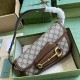 GUCCI Horsebit 1955 Small Shoulder Brown leather trim