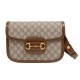 GUCCI Horsebit 1955 Shoulder Bag Brown leather trim