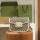 GUCCI Horsebit 1955 Shoulder Bag White leather trim