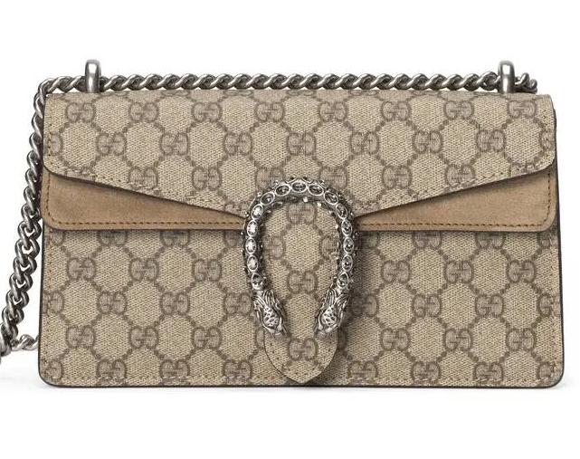 GUCCI Dionysus Small Rectangular Bag Taupe suede