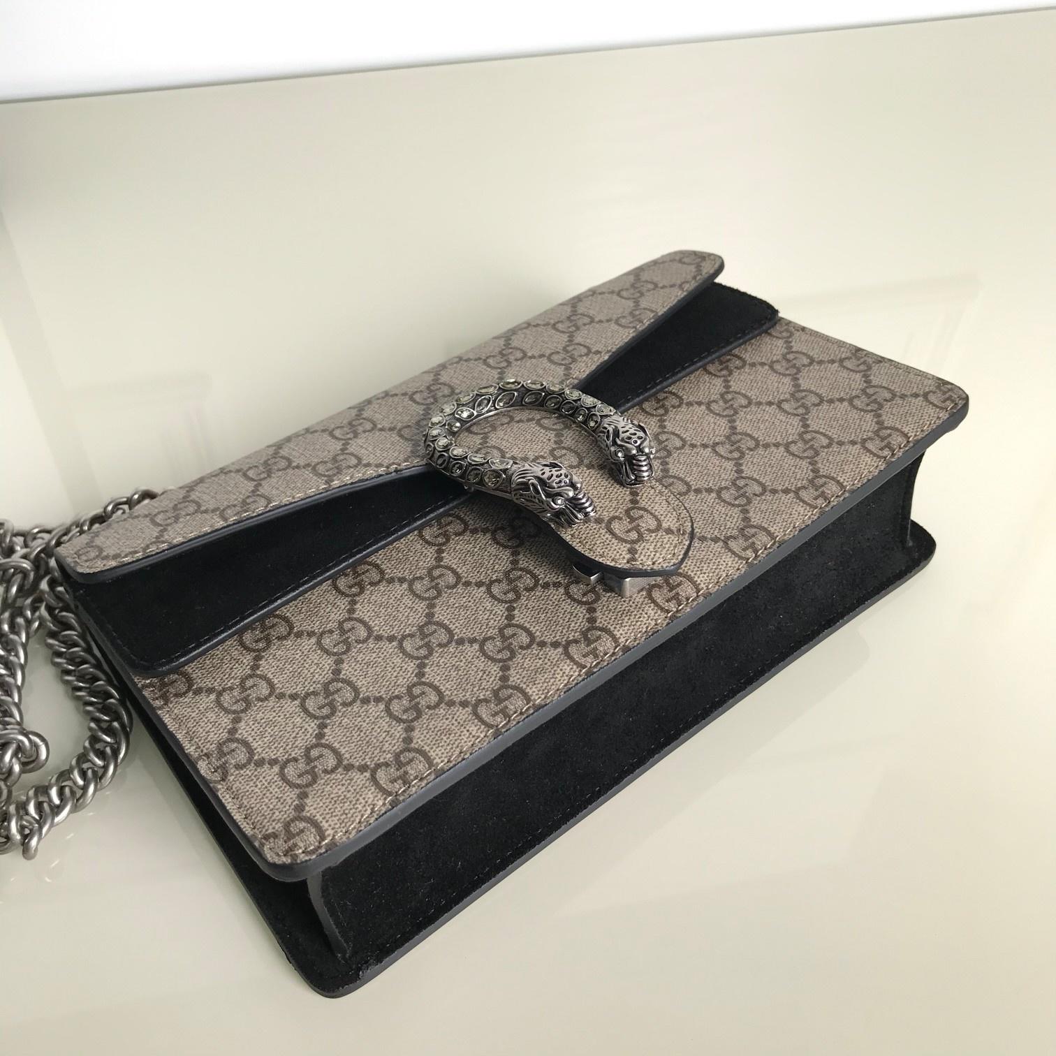 GUCCI Dionysus Small Rectangular Bag Black suede