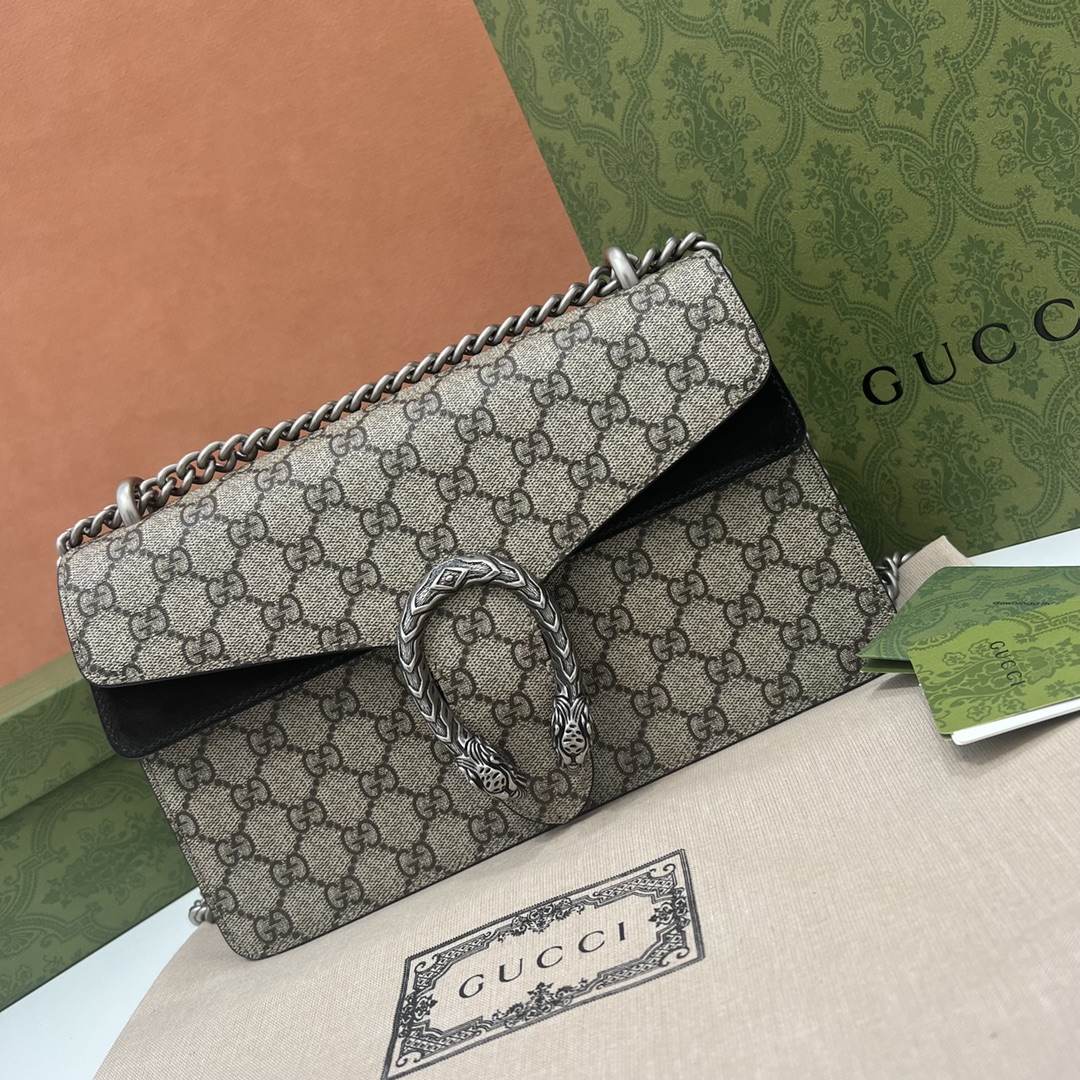 GUCCI Dionysus Small GG Shoulder Bag Black suede 