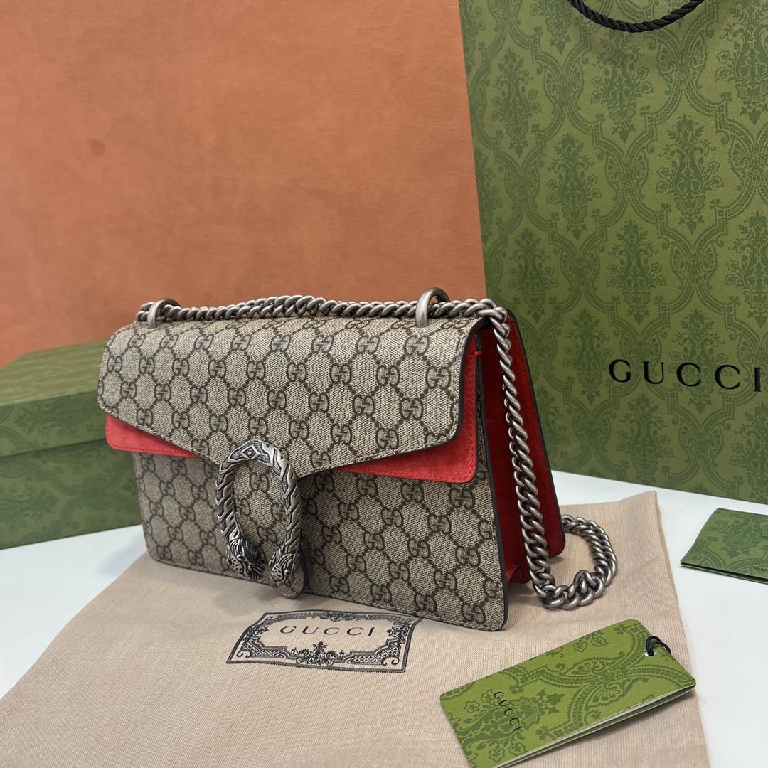 GUCCI Dionysus Small GG Shoulder Bag Red suede 