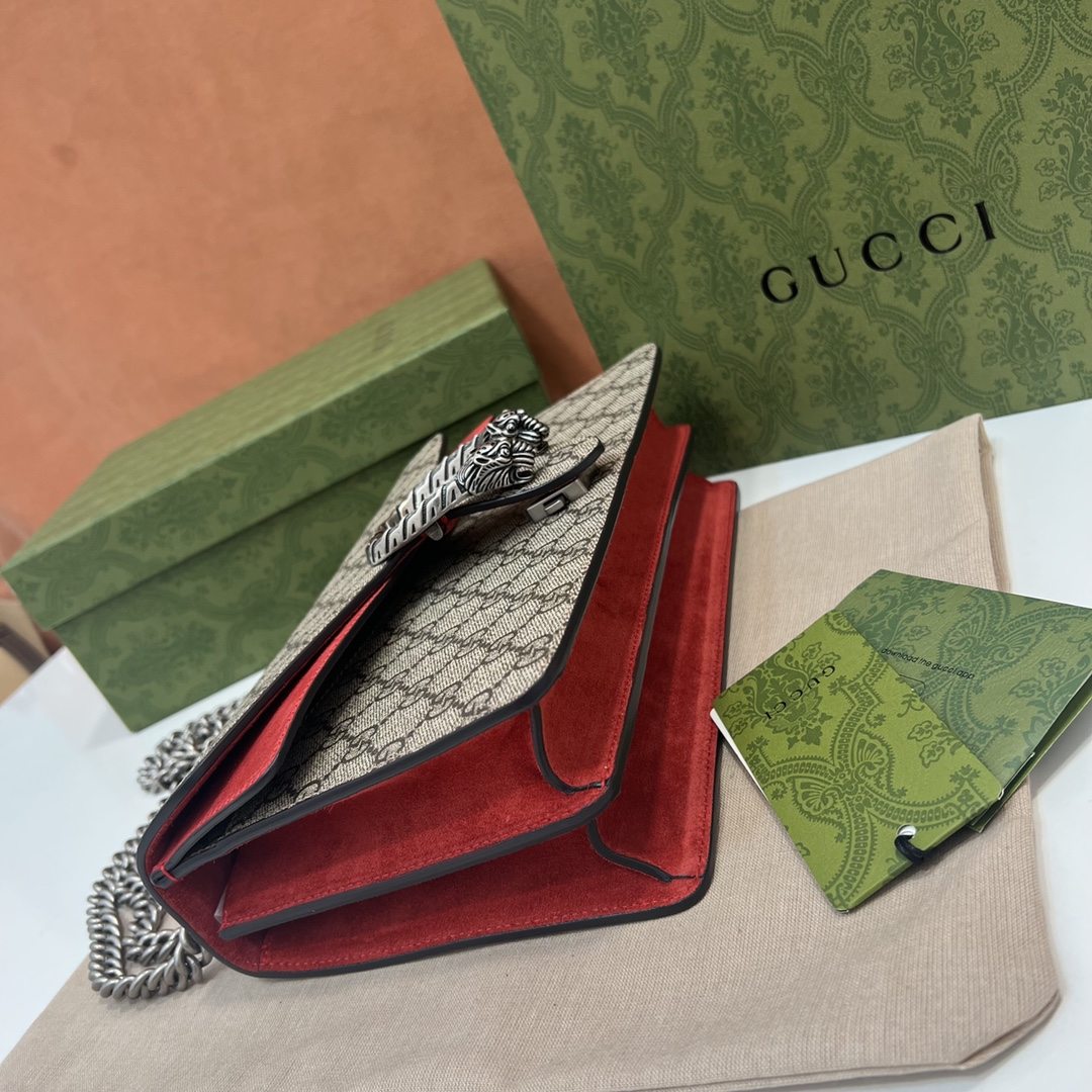 GUCCI Dionysus Small GG Shoulder Bag Red suede 