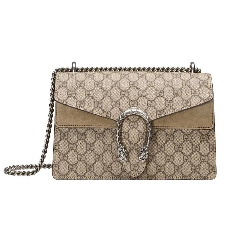 GUCCI Dionysus Small GG Shoulder Bag Taupe suede 