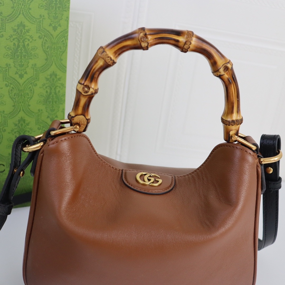 GUCCI Diana Small Shoulder Bag Brown 