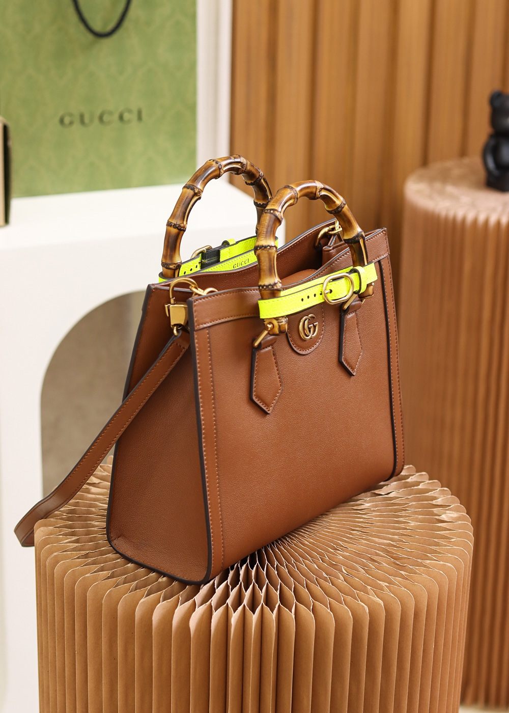 GUCCI Diana Small Tote Bag Brown