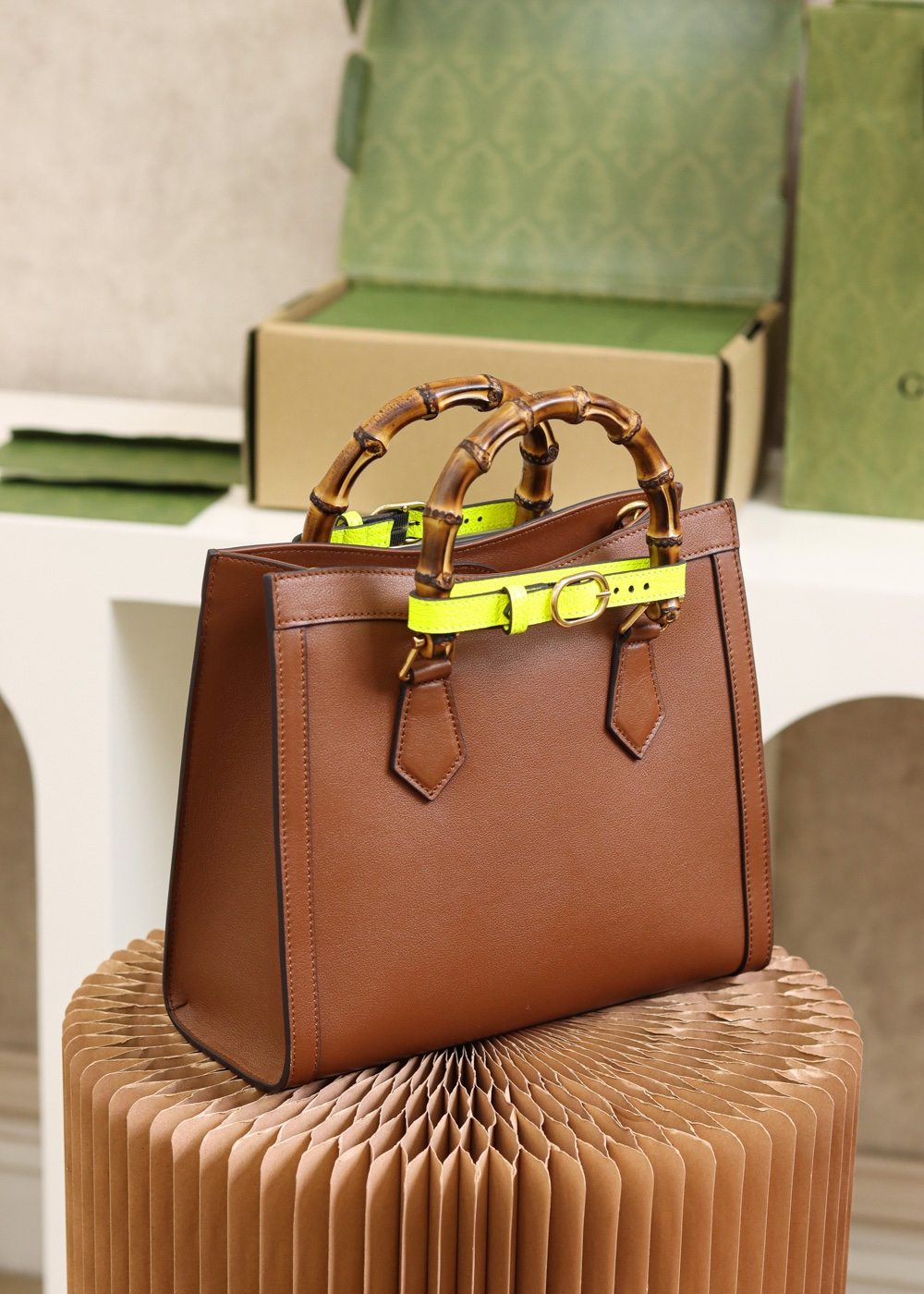 GUCCI Diana Small Tote Bag Brown