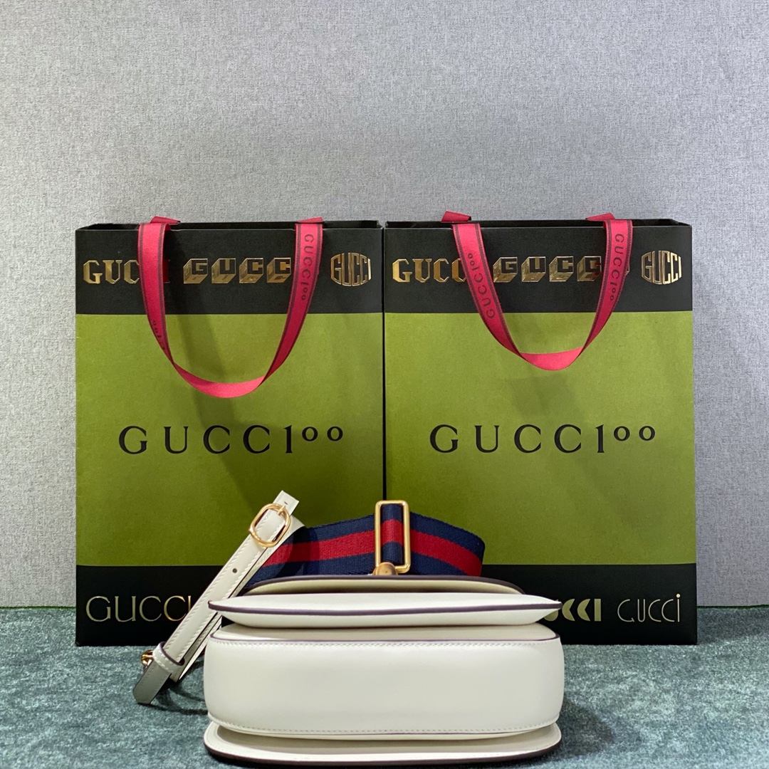 GUCCI Bamboo 1947 Small Top Handle Bag White