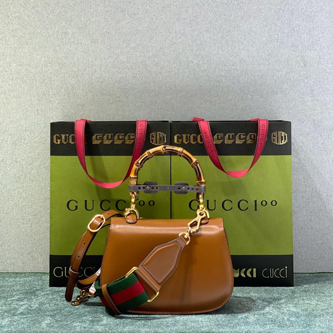 GUCCI Bamboo 1947 Small Top Handle Bag Brown