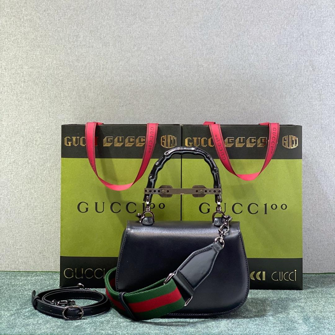 GUCCI Bamboo 1947 Small Top Handle Bag Black