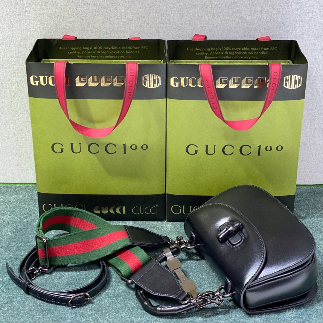 GUCCI Bamboo 1947 Small Top Handle Bag Black