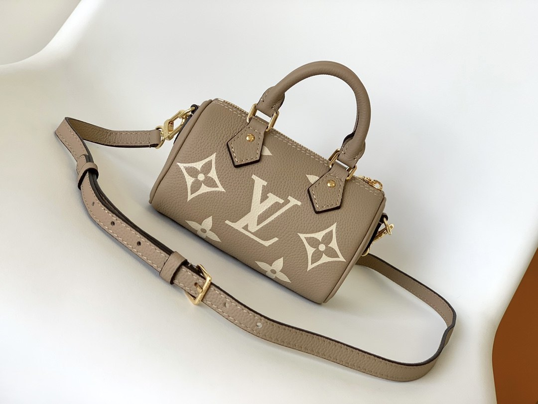 LOUIS VUITTON Nano speedy Tourterelle Grey/Cream