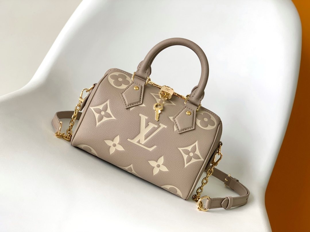 LOUIS VUITTON Speedy Bandoulière 20 Tourterelle Grey/Crème Beige