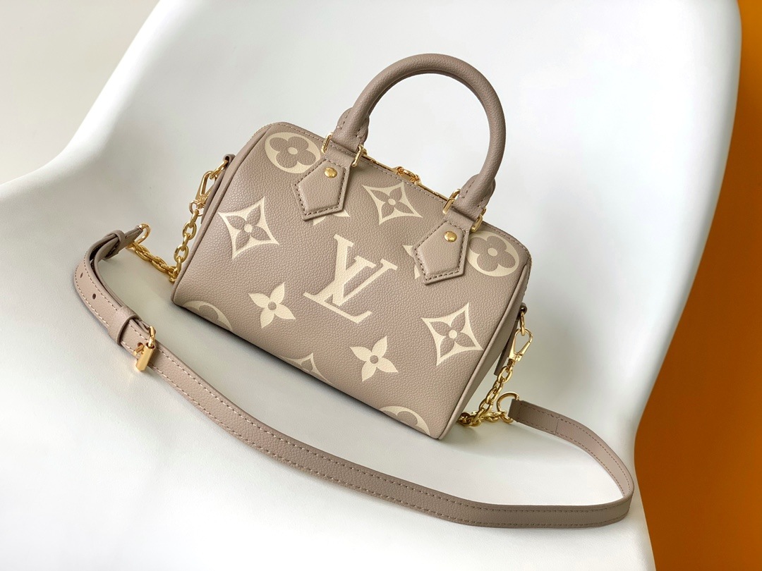 LOUIS VUITTON Speedy Bandoulière 20 Tourterelle Grey/Crème Beige