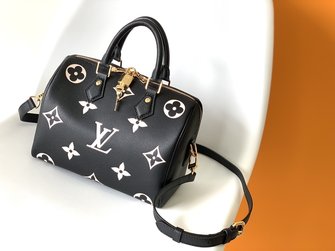 LOUIS VUITTON Speedy Bandoulière 25 Noir/Beige